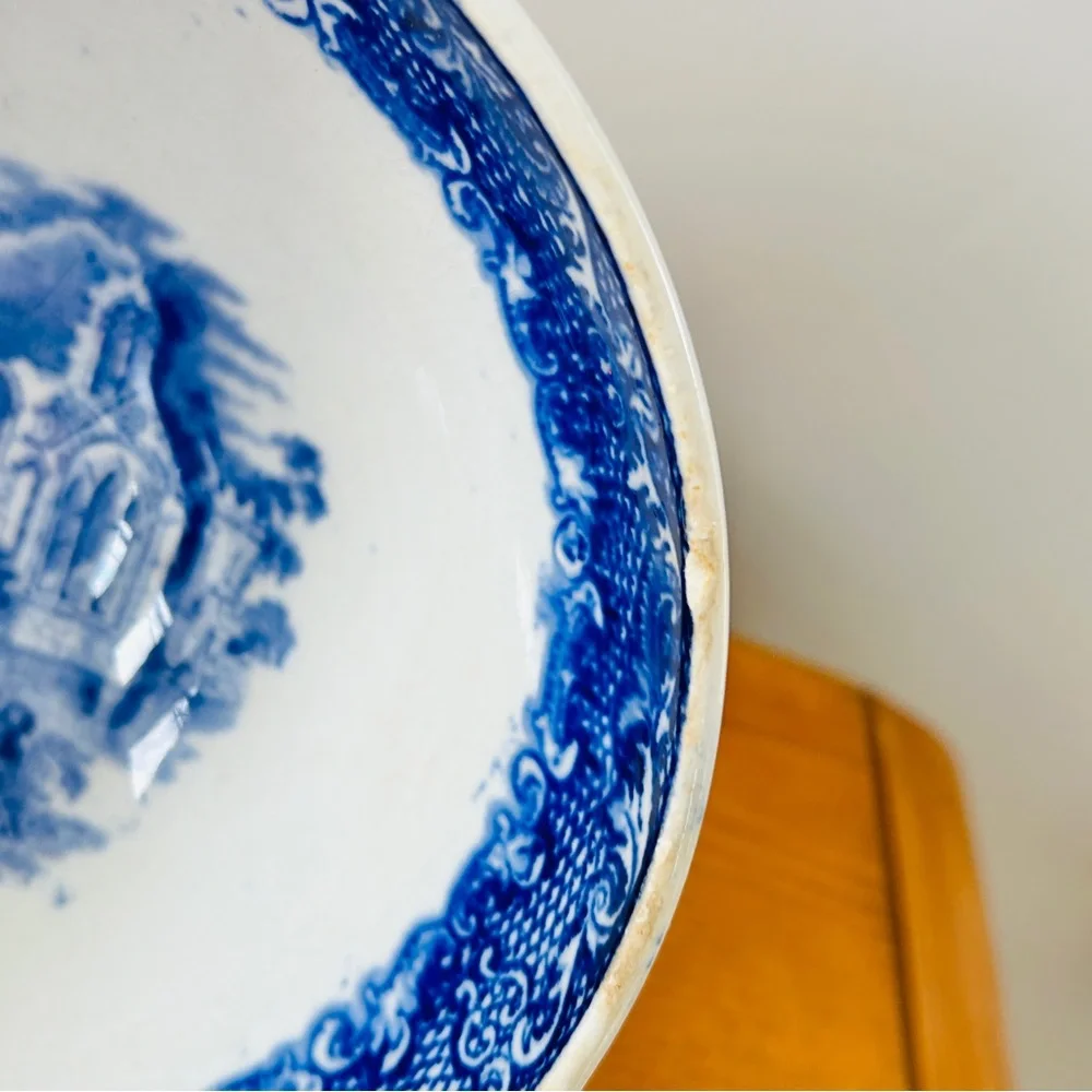 RARE Petrus Regout & Co Holland Abbey Pattern Blue Bowl